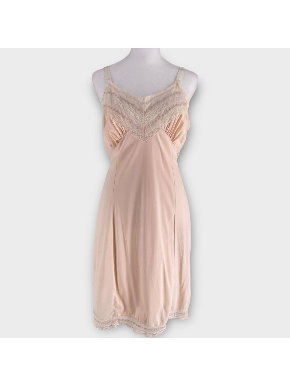 Gaymode JC Penneys Ivory Cream Lace Accent Gown Lingerie Slip Dress 38
